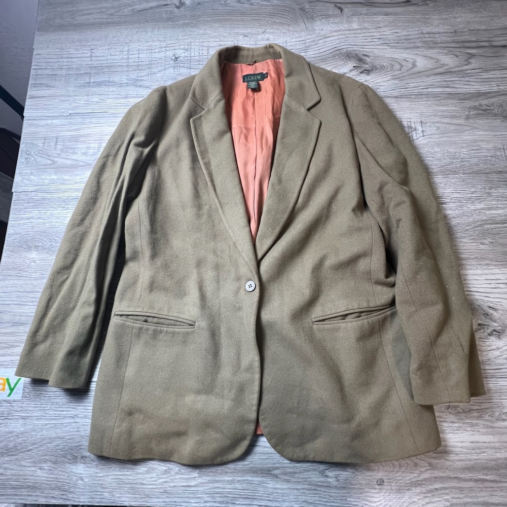 J.Crew Blazer Womens 10 Brown Wool Cashmere Blend Single Button Made in USA L30